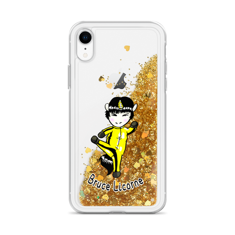 Coque iPhone à Paillettes Liquides<br/>Bruce Licorne - Le Coin Des Licornes