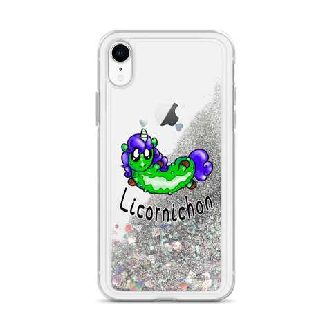 Coque iPhone à Paillettes Liquides<br/>Licornichon - Le Coin Des Licornes