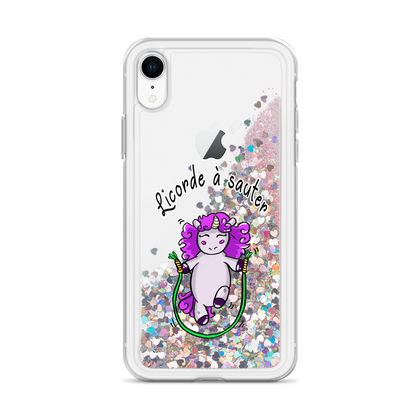 Coque iPhone à Paillettes Liquides<br/>Licorde à Sauter - Le Coin Des Licornes