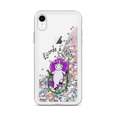 Coque iPhone à Paillettes Liquides<br/>Licorde à Sauter - Le Coin Des Licornes